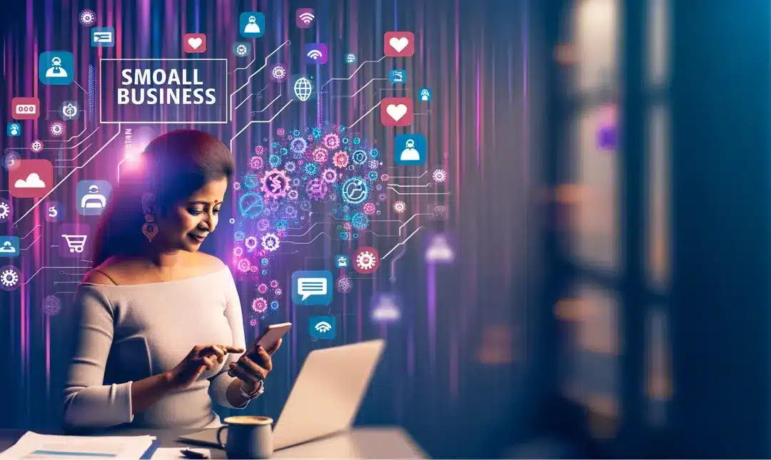 An image illustrating AI Tools for Small Business Social Media Management Mastery