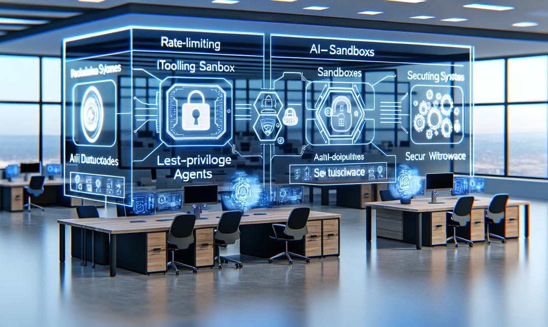 An image illustrating Safety by Design: Rate-Limiting, Tooling Sandboxes, and Least-Privilege Agents